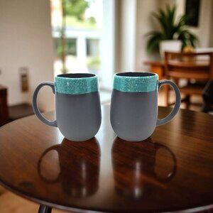 Vintage pr. 1995 H Design Handcrafted 8oz Pottery Mugs